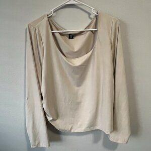 Cream/Light Beige Long Sleeve Scoop Neck Top - Size 3XL - EUC